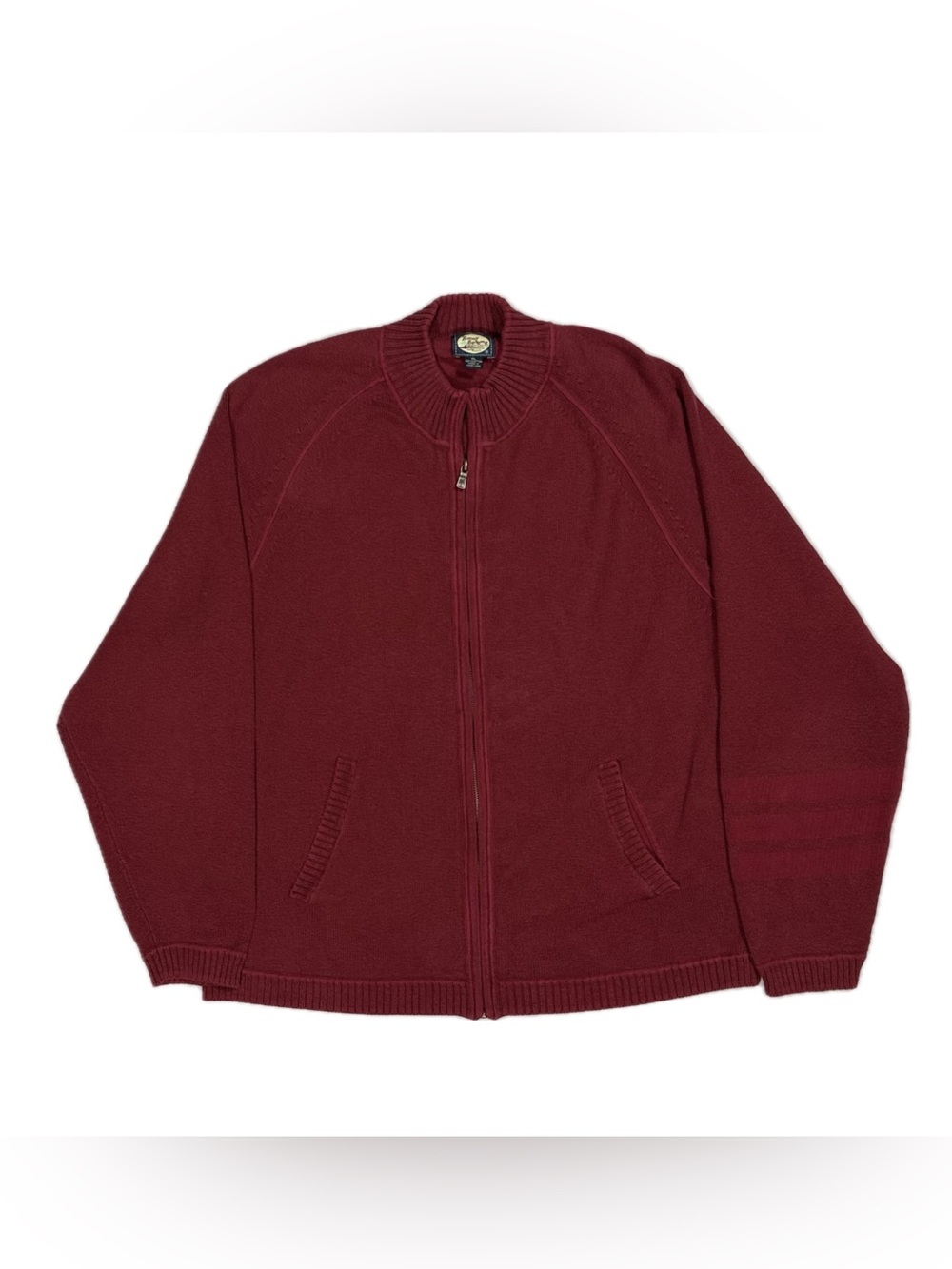 Vintage Tommy Bahama cotton Red relax fit zip up knit cardigan sweater‎ mens XL